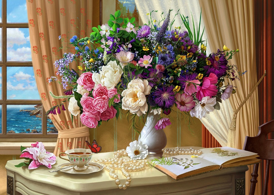 تابلو فرش طرح گل کد 50006 - 1